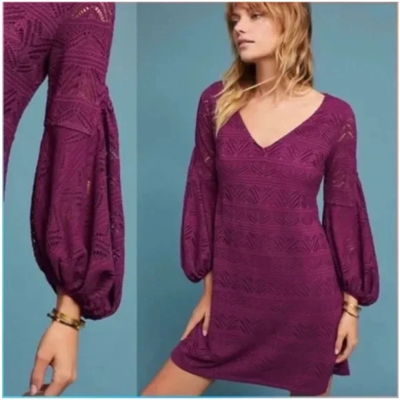 Maeve by Anthropologie Laila Lace Purple Dress NWOT